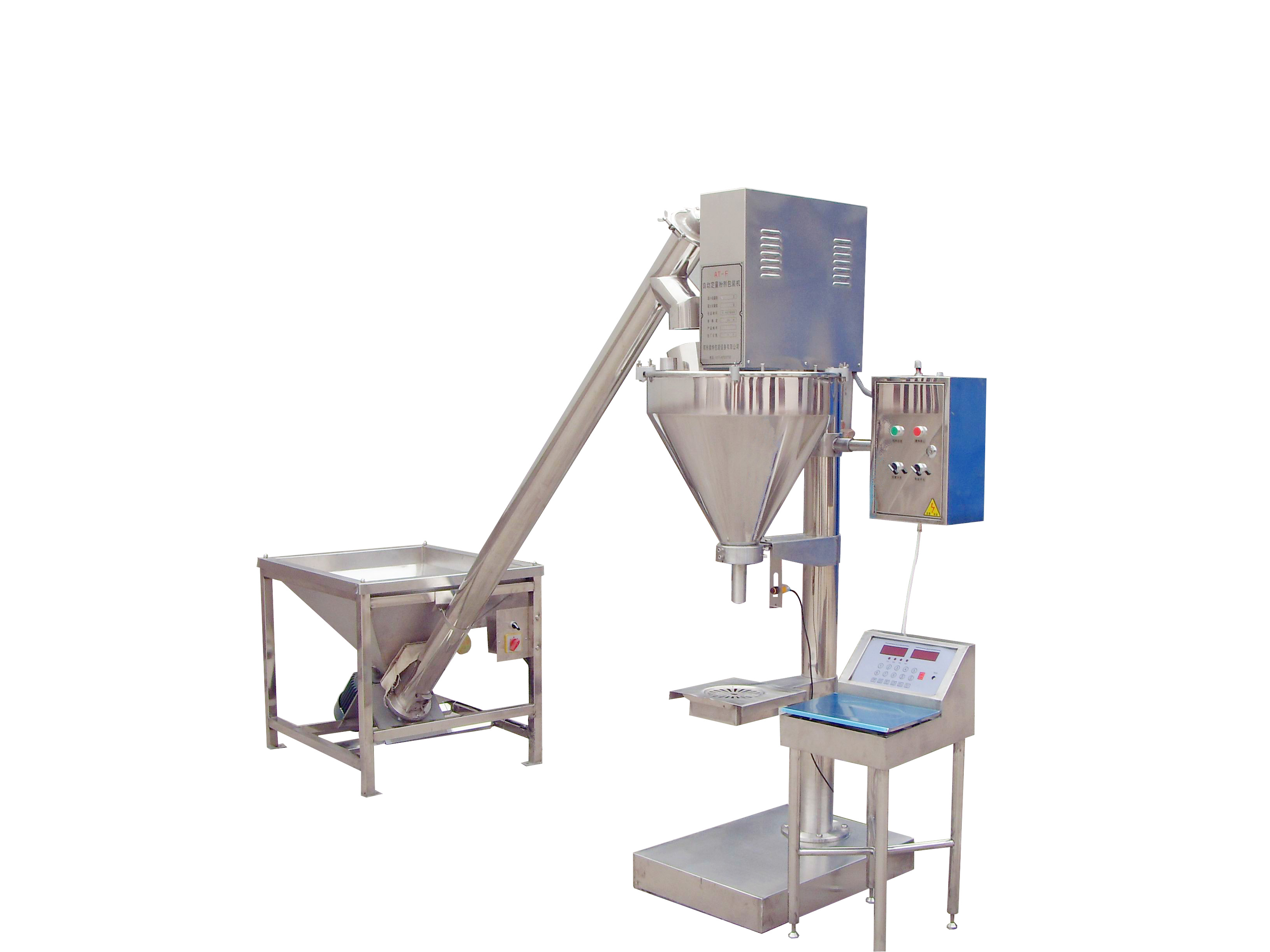 Semi-automatic filling machine with screw feeder for powder